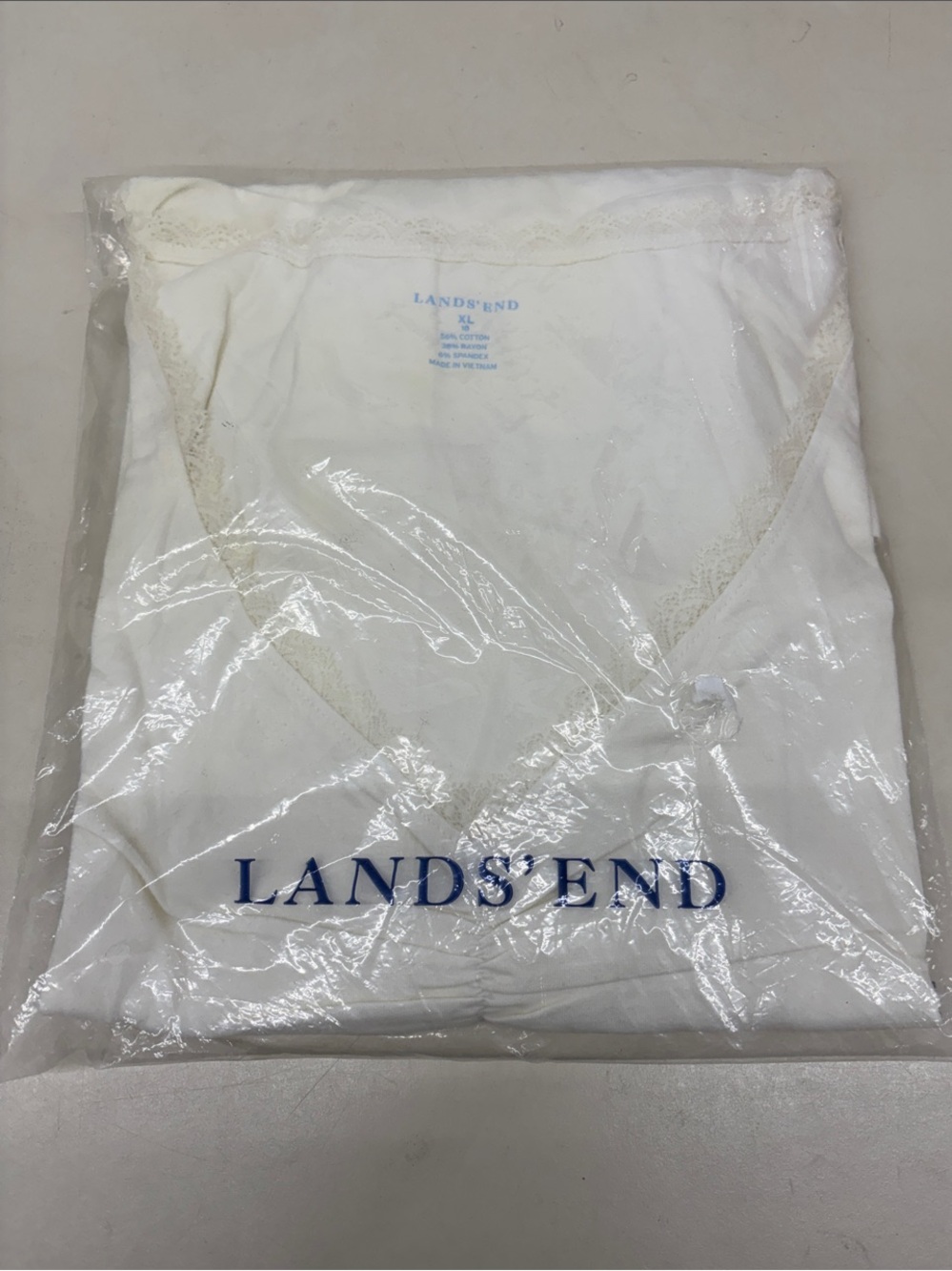 NWT Lands' End Ivory Lace-Trim Women’s Camisole Top